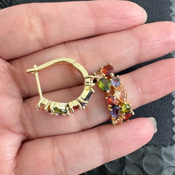 Cubic Zirconia Inlaid Buckle Earrings - Picture 4 of 4